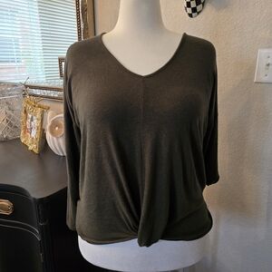 LOFT Olive Twist Front Long Sleeve Top